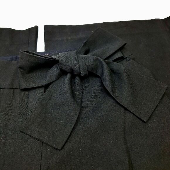 The Limited Black Bowtie Bow Sash Wide Leg Mid-Rise Classic Dress Pants Sz 8 - Picture 2 of 13
